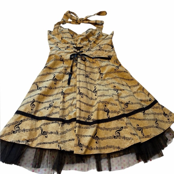 Ladies Halter Music Note Dress-Crinoline-Zip Back-Adjustable Bodice-Size XL - Picture 7 of 11